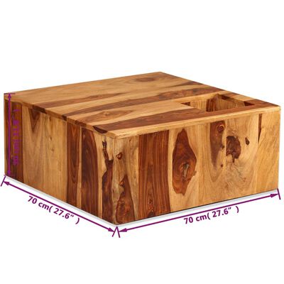 vidaXL Konferenčný stolík masívne sheeshamové drevo, 70x70x30 cm