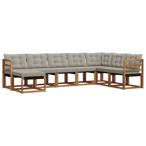 vidaXL Z&aacute;hradn&aacute; s&uacute;prava gaučov s vank&uacute;&scaron;om 8 pcs Pr&iacute;rodn&aacute; a svetlosiv&aacute;