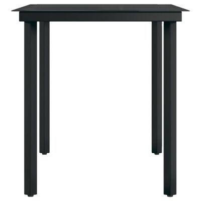 vidaXL Záhradný jedálenský stôl čierny 140x70x74 cm oceľ a sklo