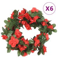 vidaXL Umelé kvetinové girlandy 6 ks jarné červené 250 cm