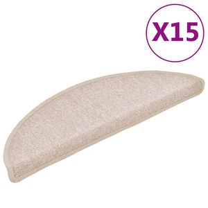 vidaXL Schodov&eacute; rohože 15 ks 56x17x3 cm b&eacute;žov&eacute;, polkruhov&eacute;
