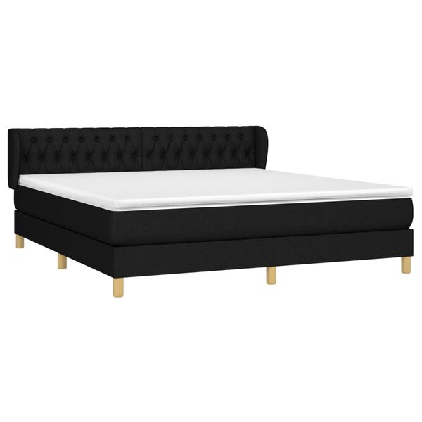 vidaXL Posteľn&yacute; r&aacute;m boxspring s matracom čierny 180x200 cm l&aacute;tka