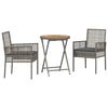 vidaXL Záhradný bistro set 3 pcs Sivá polyratan