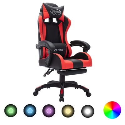 vidaXL Herná stolička s RGB LED svetlami červeno-čierna umelá koža