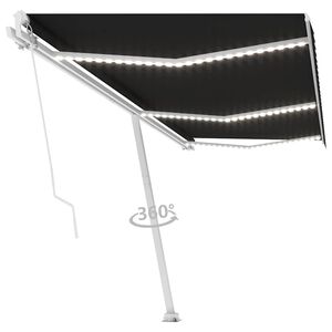vidaXL Manu&aacute;lna mark&iacute;za so sol&aacute;rnym LED osvetlen&iacute;m 6 x 3 m Antracitov&aacute;