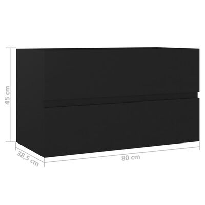 vidaXL Skrinka pod umývadlo, čierna 80x38,5x45 cm, kompozitné drevo