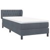 vidaXL Posteľn&yacute; r&aacute;m boxspring s matracom tmavosiv&yacute; 80x210 cm zamat