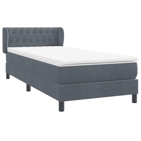 vidaXL Posteľn&yacute; r&aacute;m boxspring s matracom tmavosiv&yacute; 80x210 cm zamat