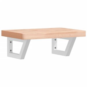 vidaXL Polica pod umývadlo nástenná oceľ a bukový masív