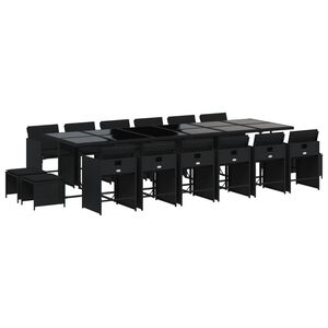 vidaXL 17-dielna z&aacute;hr. jed&aacute;lensk&aacute; s&uacute;prava s vank&uacute;&scaron;mi čierna polyratan