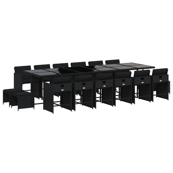 vidaXL 17-dielna z&aacute;hr. jed&aacute;lensk&aacute; s&uacute;prava s vank&uacute;&scaron;mi čierna polyratan