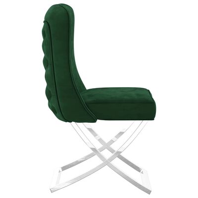 vidaXL Jedálenská stolička tmavozelená 53x52x98 cm zamat a nehrdzavejúca oceľ