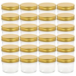 vidaXL Sklenené zaváracie poháre so zlatými viečkami 24 ks 110 ml