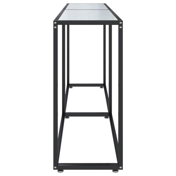 vidaXL Konzolov&yacute; stol&iacute;k biely mramor 180x35x75,5 cm tvrden&eacute; sklo