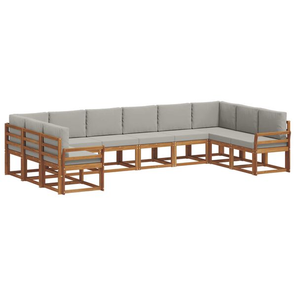 vidaXL Z&aacute;hradn&aacute; s&uacute;prava gaučov s vank&uacute;&scaron;om 10 pcs Pr&iacute;rodn&aacute; a svetlosiv&aacute;