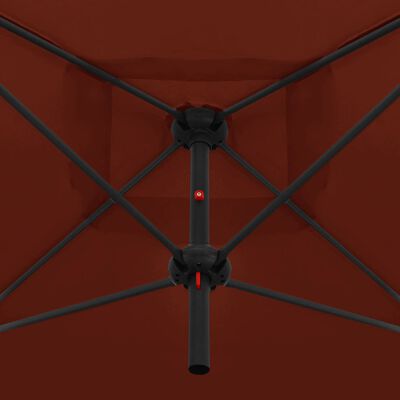 vidaXL Dvojitý slnečník s oceľovou tyčou 250x250 cm, tehlovo červený