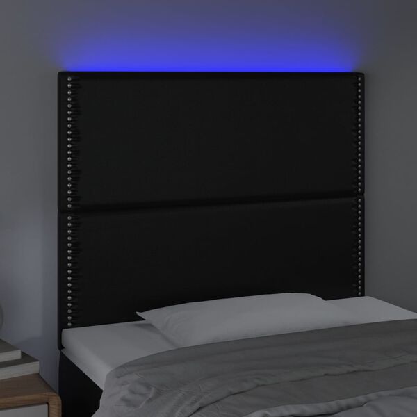 vidaXL Čelo postele s LED čierne 90x5x118/128 cm umel&aacute; koža