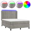 vidaXL Posteľ boxsping s matracom a LED bledosiv&aacute; 140x190 cm zamat