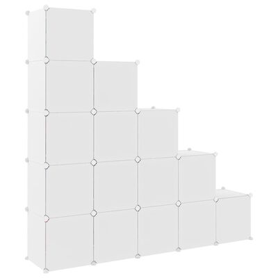 vidaXL Úložná skrinka v tvare kociek pre deti s 15 kockami biela PP