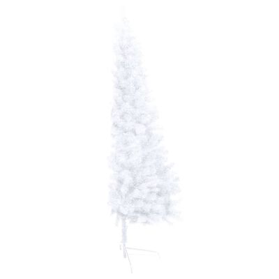 vidaXL Osvetlený umelý polovičný vianočný stromček+gule, biely 210 cm