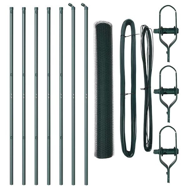 vidaXL Stĺp na plot. Zelená 10 x 1,2 m (25 mm sieť) Ocel a PVC