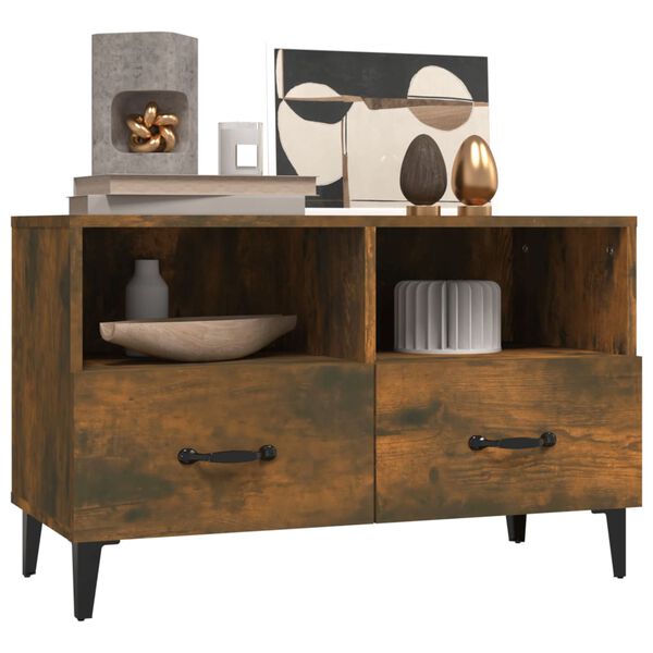 vidaXL TV skrinka dymový dub 80x36x50 cm spracované drevo