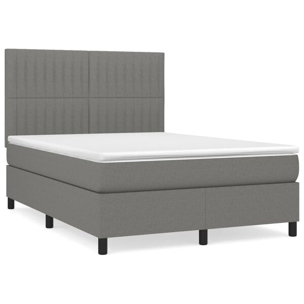 vidaXL Boxspring posteľ s matracom tmavosiv&aacute; 140x190 cm l&aacute;tka