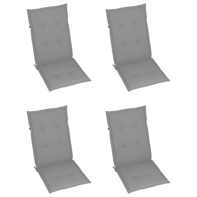 vidaXL Záhradné stoličky 4 ks, sivé podložky, tíkový masív