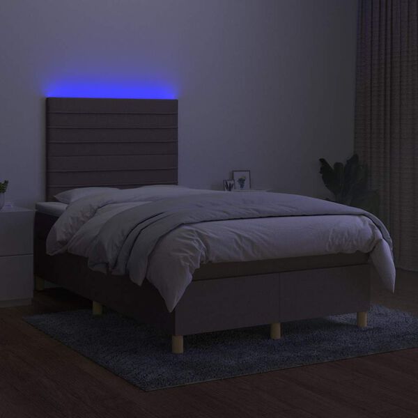 vidaXL Boxspring posteľ s matracom a LED sivohned&aacute; 120x190 cm l&aacute;tka