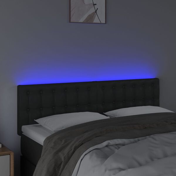 vidaXL Čelo postele s LED čierne 144x5x78/88 cm umel&aacute; koža