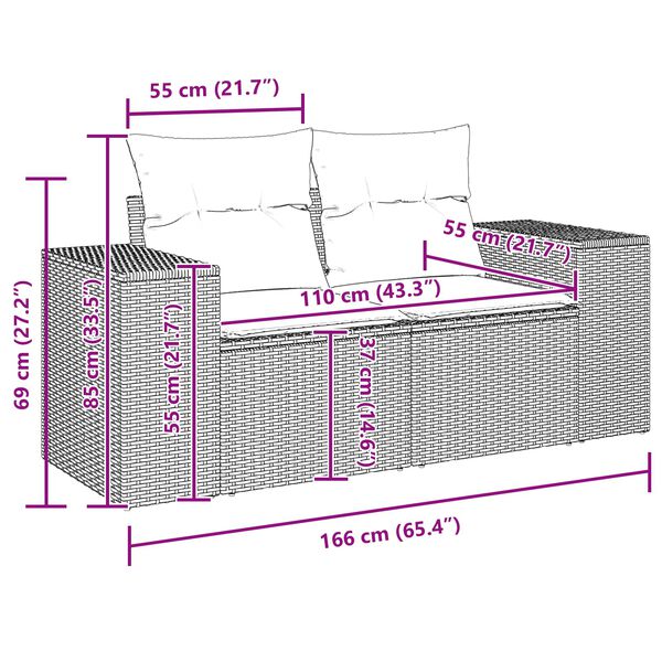 vidaXL Súprava záhradných pohoviek s vankúšom 8 pcs Čierna polyratan