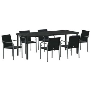 vidaXL Z&aacute;hradn&yacute; jed&aacute;lensk&yacute; set 7 pcs Čierna a &Scaron;ed&aacute; PE ratan