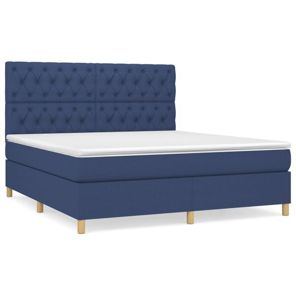 vidaXL Posteľn&yacute; r&aacute;m boxspring s matracom modr&yacute; 160x200 cm l&aacute;tka