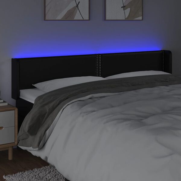 vidaXL Čelo postele s LED čierne 183x16x78/88 cm umel&aacute; koža