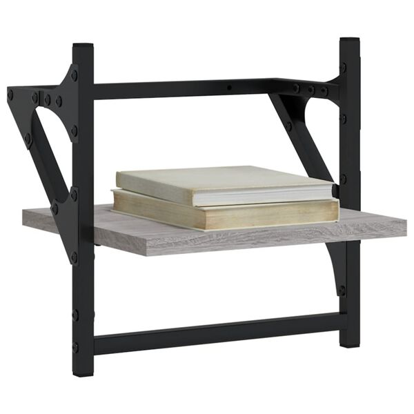 vidaXL N&aacute;stenn&eacute; police s tyčami 2 ks siv&eacute; sonoma 30x25x30 cm