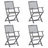 vidaXL Skladacie vonkaj&scaron;ie stoličky s podložkami 4 ks ak&aacute;ciov&yacute; mas&iacute;v
