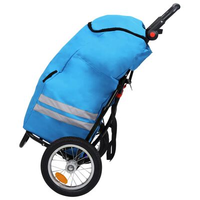 vidaXL Skladací príves za bicykel s taškou na potraviny, modro čierny