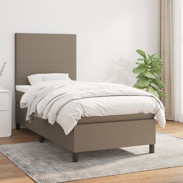 vidaXL Posteľn&yacute; r&aacute;m boxspring s matracom sivohned&yacute; 90x190 cm l&aacute;tka