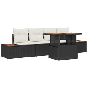 vidaXL S&uacute;prava z&aacute;hradn&yacute;ch pohoviek s &uacute;ložiskom 5 pcs Čierna Poly ratan