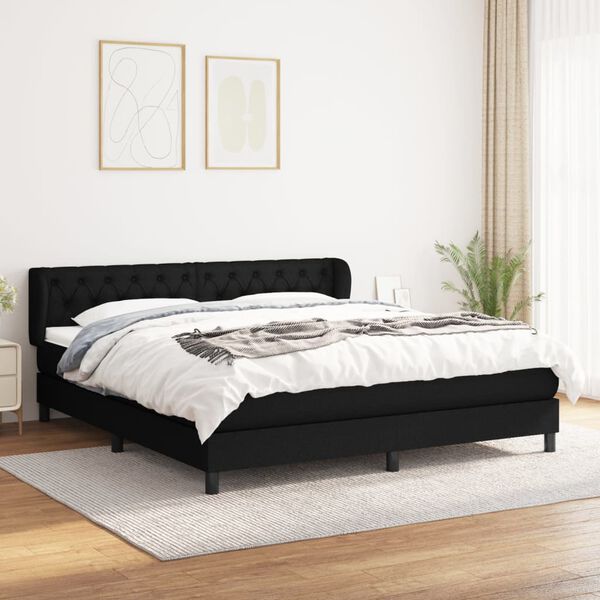 vidaXL Posteľn&yacute; r&aacute;m boxspring s matracom čierny 160x200 cm l&aacute;tka
