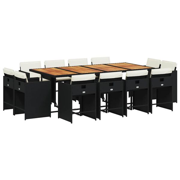 vidaXL 13-dielna z&aacute;hr. jed&aacute;lensk&aacute; s&uacute;prava s vank&uacute;&scaron;mi čierna polyratan