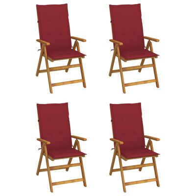vidaXL Záhradné sklápacie stoličky 4 ks s podložkami akáciový masív