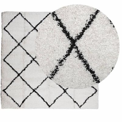 vidaXL Chlpatý koberec vysoký vlas moderný krémovo-čierny 240x240 cm