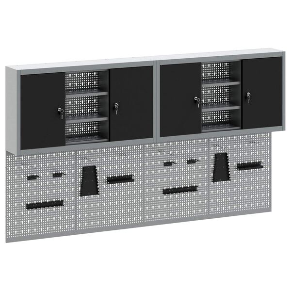 vidaXL Sada n&aacute;strojov&yacute;ch skr&iacute;ň s poličkou s &uacute;ložiskom 6 pcs Čierna