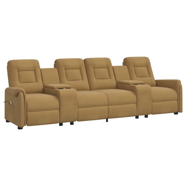 vidaXL 4-miestne skl&aacute;pacie mas&aacute;žne kreslo+držiaky na poh&aacute;re, sivohned&eacute;