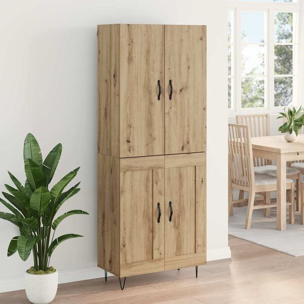 vidaXL Highboard 2 pcs Remeseln&yacute; dub Kon&scaron;trukčn&eacute; drevo a sklo