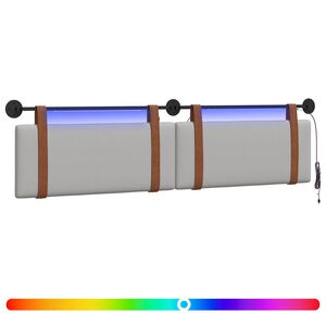 vidaXL Z&aacute;vesn&eacute; čelo postele S LED svetlom Obl&aacute; &scaron;ed&aacute; Antik PU