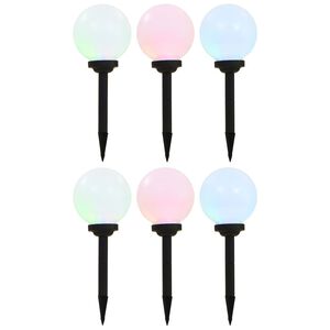 vidaXL Vonkaj&scaron;ie sol&aacute;rne lampy 6 ks 20 cm LED guľov&eacute; RGB