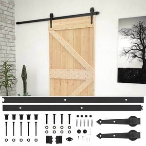 vidaXL Posuvn&eacute; dvere 90 x 210 cm Borovicov&yacute; mas&iacute;v Pr&iacute;rodn&aacute; a čierna