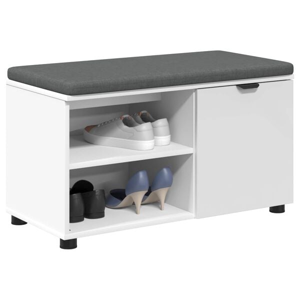 vidaXL Predsieňov&aacute; lavica s vank&uacute;&scaron;om s poličkou Biely 80 x 38 x 46 cm